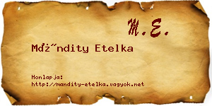 Mándity Etelka névjegykártya
